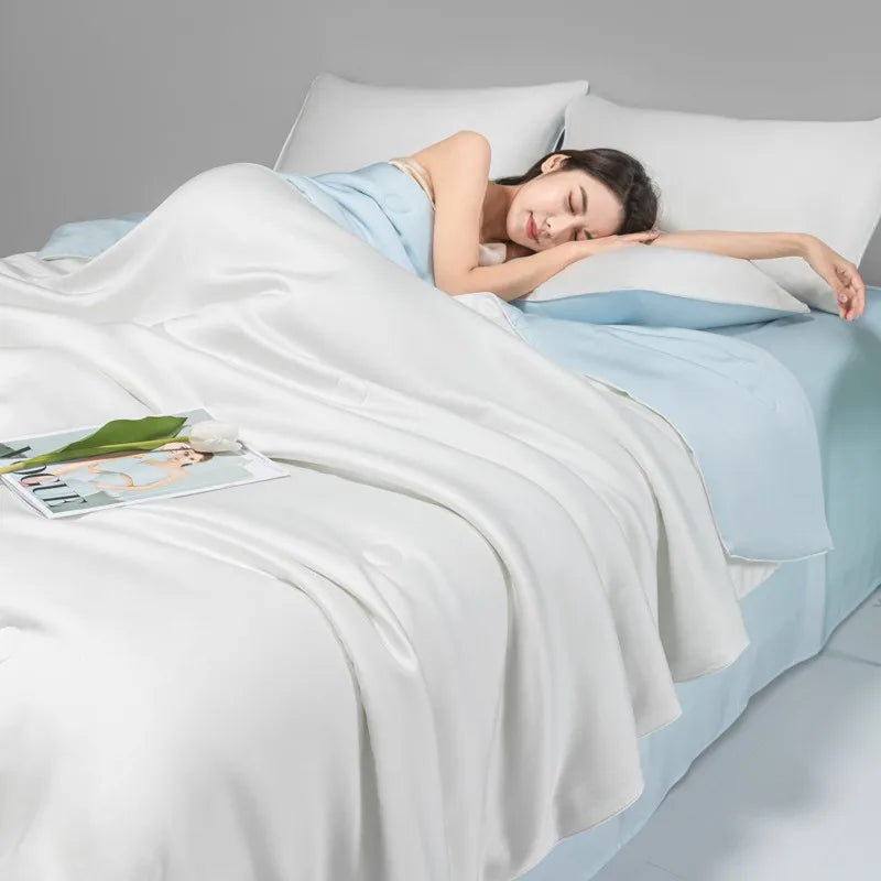 Afralia™ Cool Ice Silk Summer Quilt Set for Single Double Beds