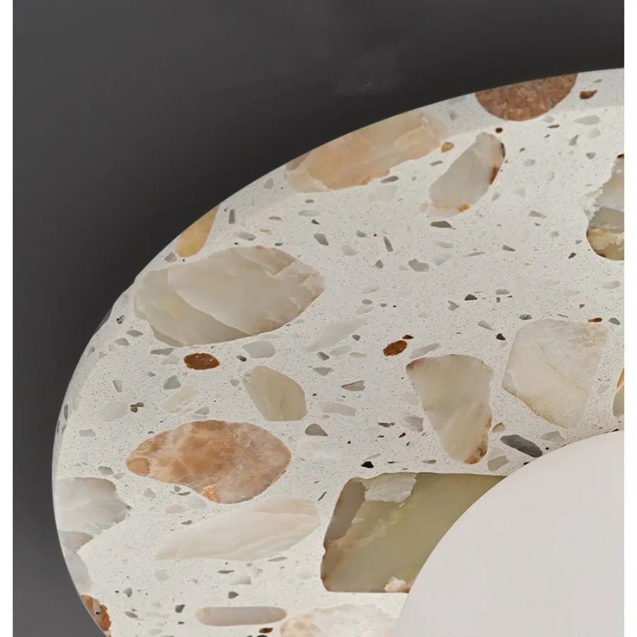 Afralia™ Terrazzo Marble Stone LED Wall Sconce Lamp, Modern Nordic Bedside Light