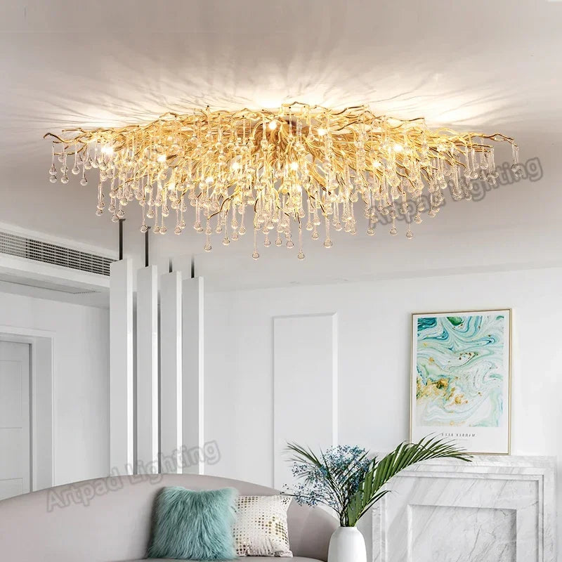 Afralia™ Modern Gold Crystal Chandelier for Bedroom, Dining, Living, Kitchen Lighting