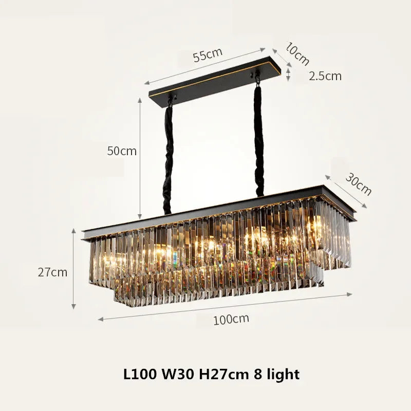 Afralia™ Gold Black Metal Crystal Pendant Lights Chain Hanging LED Suspension Lamp Fixtures