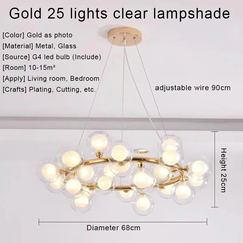 Afralia™ Gold LED Chandelier, Modern Pendant Light for Living Room, Kitchen, Bedroom, Dining Room