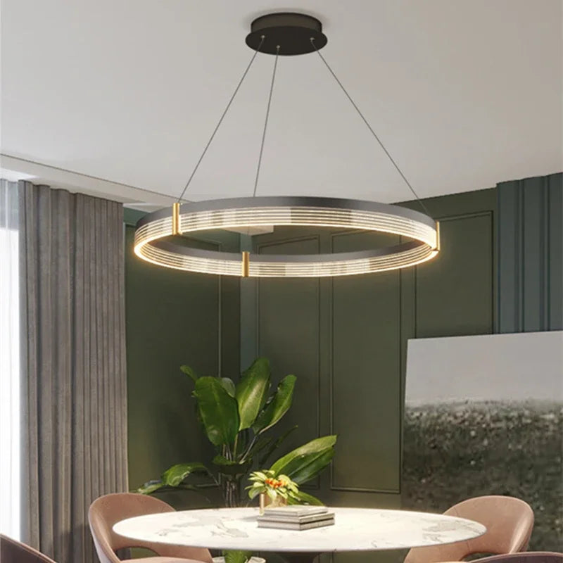 Afralia™ Circle Chandelier Acrylic Shade, High-End Designer Hanging Lighting for Home and Restaurant