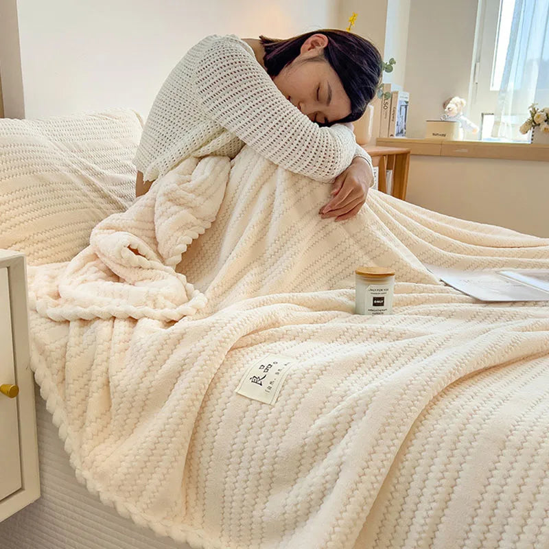 Afralia™ Double Sided Jacquard Milk Velvet Blanket - Winter Warm Sofa Cover