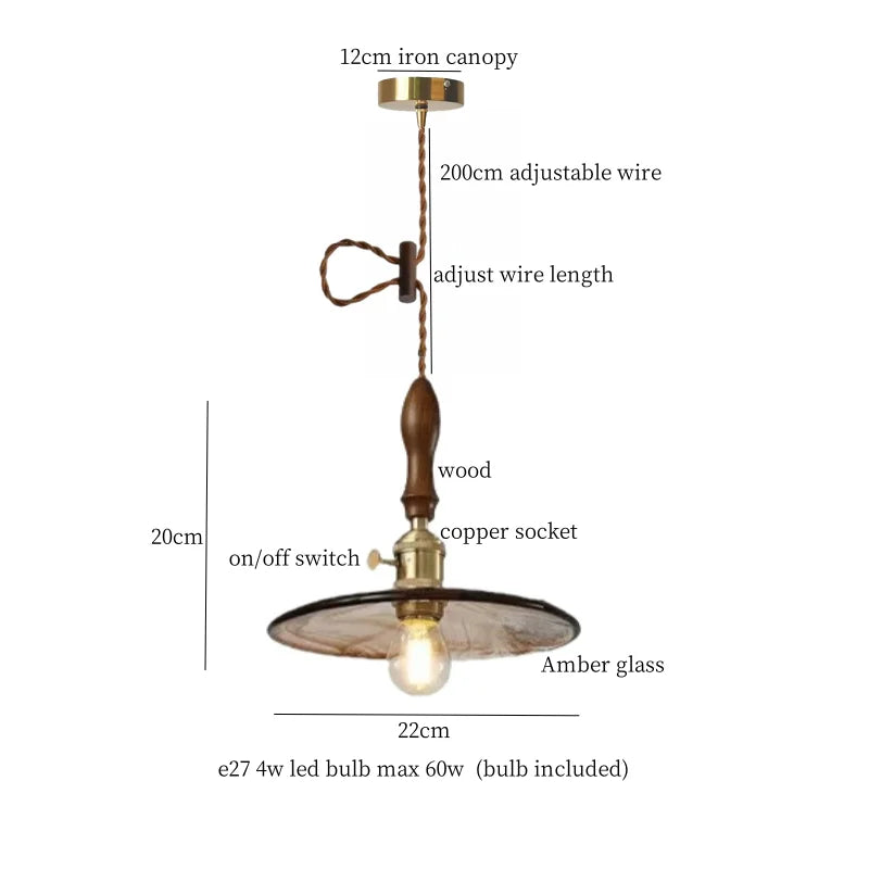 Afralia™ Nordic Glass LED Pendant Light - Vintage Brass Hanglamp for Cafe, Living Room
