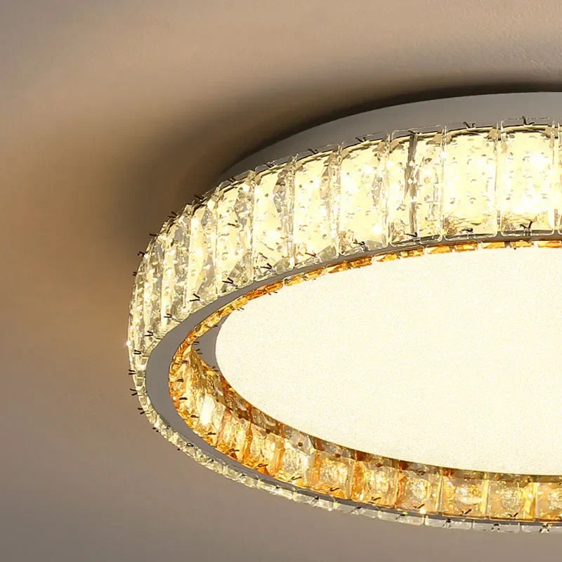 Afralia™ Gold Crystal Ceiling Light: Modern Luxury Dimmable LED Fixture for Bedroom & Living Room