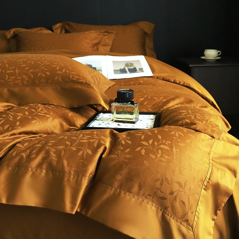 Afralia™ White Egyptian Cotton Jacquard Bedding Set, Luxury Silky Soft, 1000TC