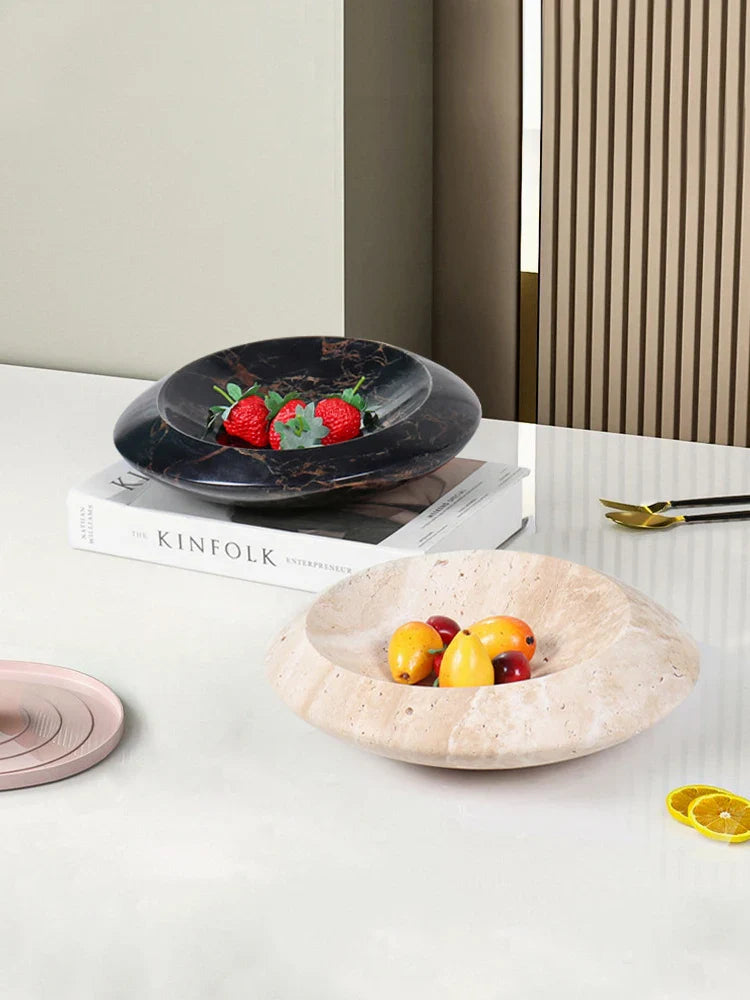 Afralia™ Marble Serving Tray & Fruit Bowl Set for Elegant Living Spaces