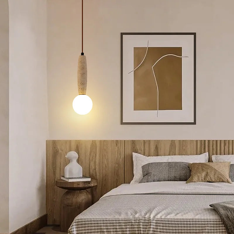 Afralia™ Natural Stone Art Pendant Light with White Glass Lampshade for Vintage LED Chandelier