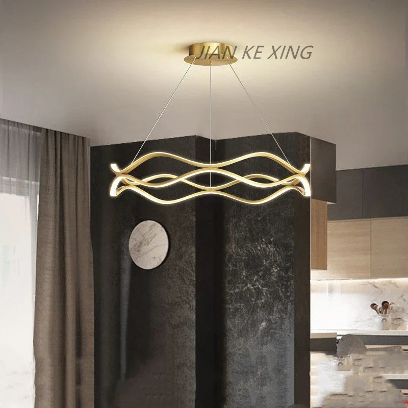 Afralia™ Wavy Shape LED Aluminum Suspension Lamp for Kitchen Dining Living Room