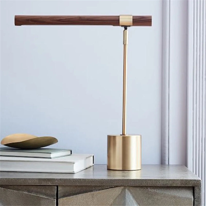 Afralia™ Wood Grain LED Desk Lamp - Modern Hotel Art Decoration Table Lamp