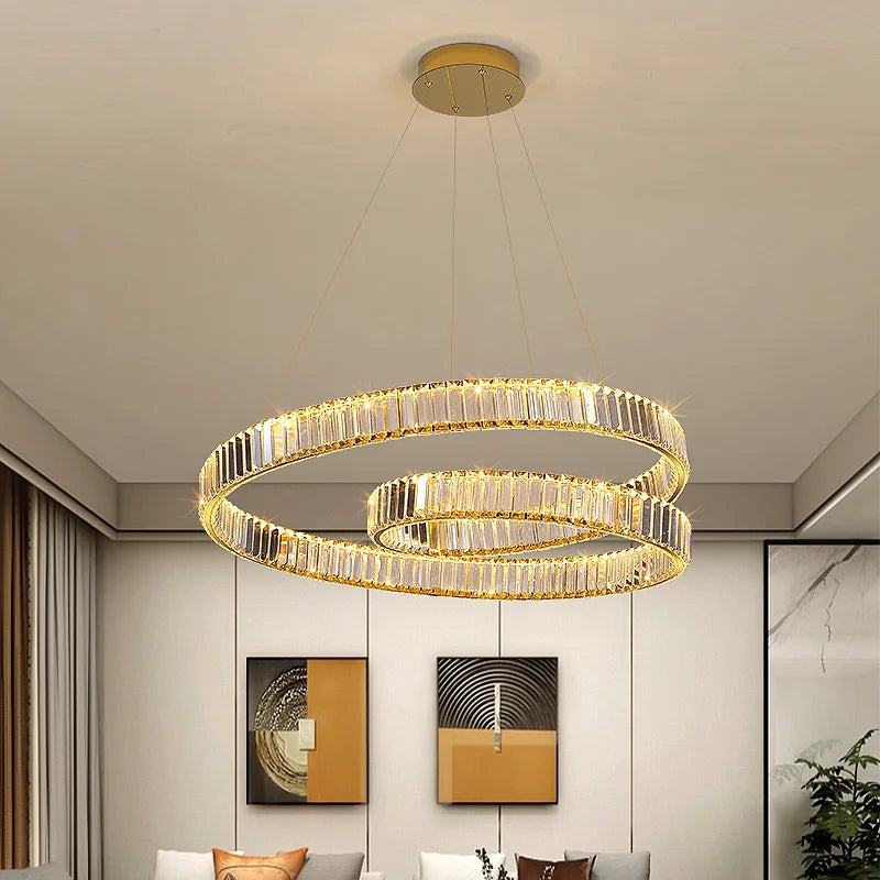 AFRALIA™ Crystal Chandelier LED Light Fixture - Modern Luxury Hanging Lamp