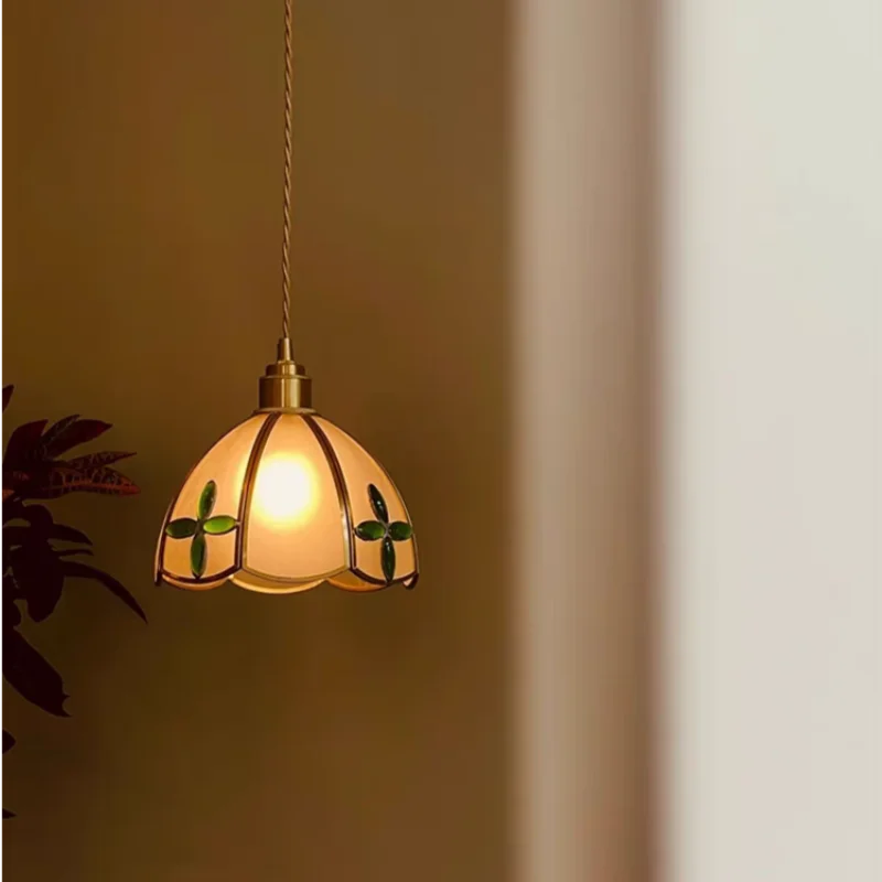 Afralia™ Loft Style Copper Glass Pendant Light - Adjustable Dining Room Hanging Lamp