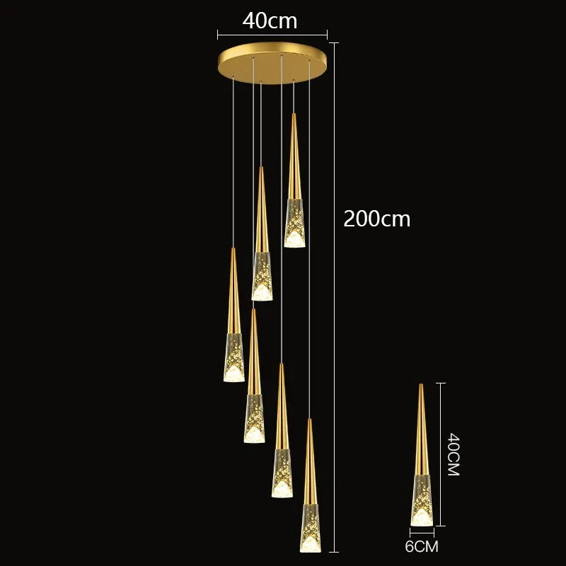 Afralia™ Nordic Home Decoration Stair Chandelier Living Room Dining Pendant Lights Ceiling Lighting