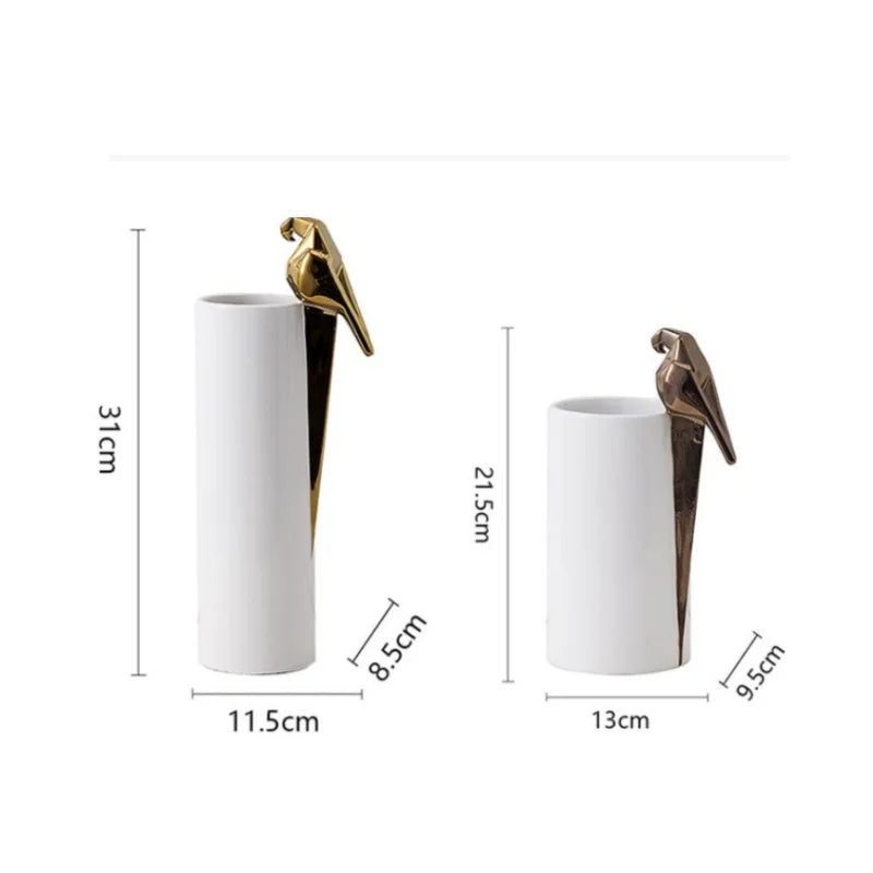 Afralia™ Geometric Parrot Bird Sculpture Vase for Floral Arrangement