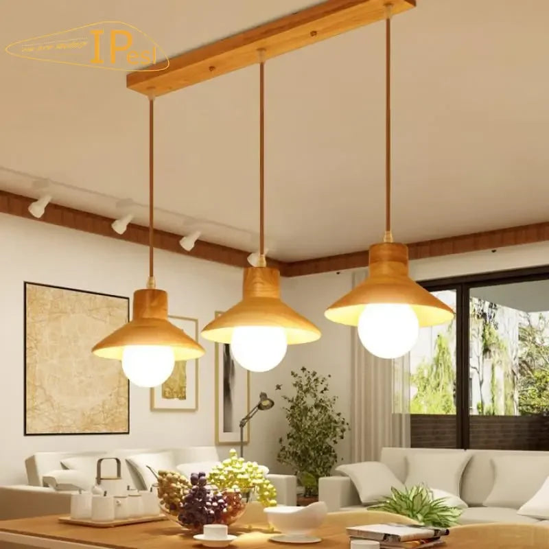 Afralia™ Wood Pendant Lights Set of 3 for Kitchen & Home Decor