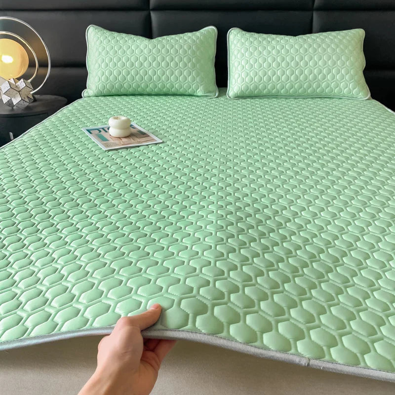 Afralia™ Cool Latex Filled Bed Sheet Set with Ice Silk Cooling Mat & Pillowcases