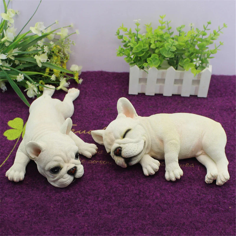 Afralia™ Sleepy Bulldog Sculpture Ornaments for Garden and Car Interior Decor