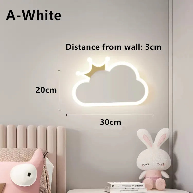 Afralia™ Kids Cloud Crown Wall Lamp - Nordic Style Bedroom Bedside Light