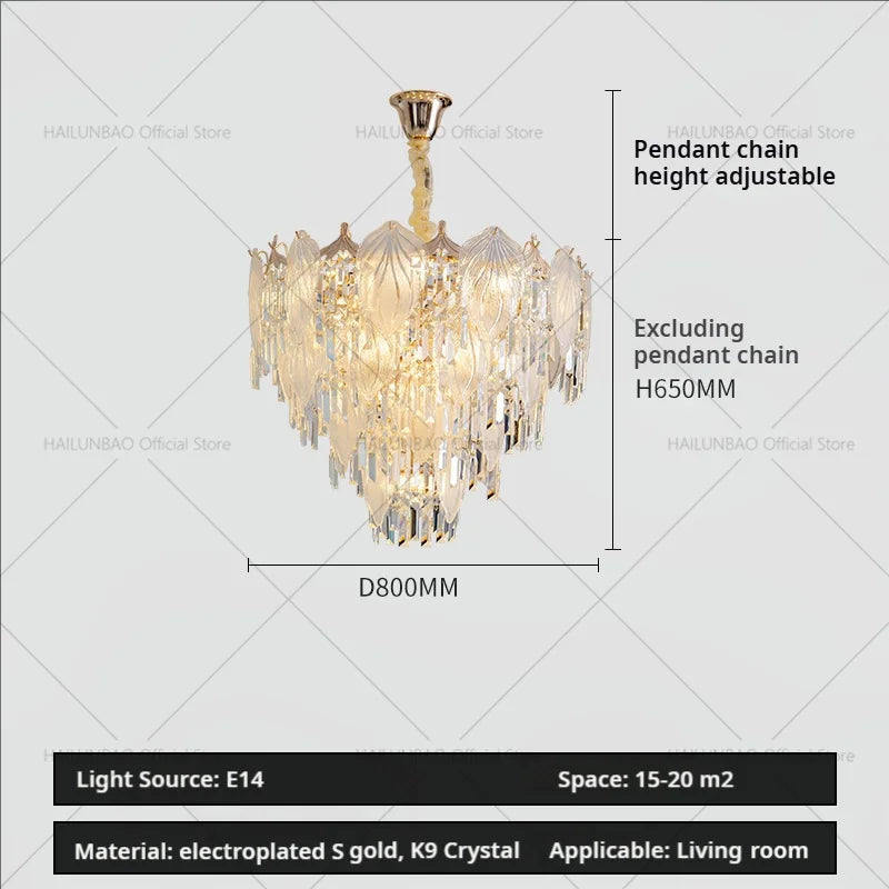 Afralia™ French Crystal Chandelier Cream Wind Lighting Elegant Luxury Lights