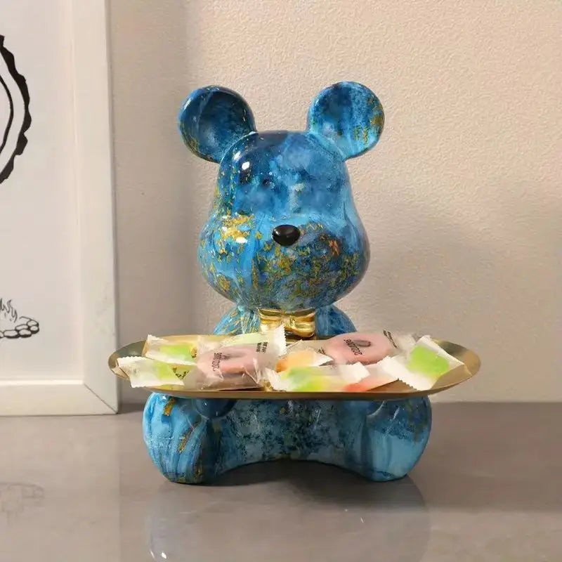 Afralia™ Graffiti Bear Figurine Statue Key Shelf Decor - Modern Table Sculpture