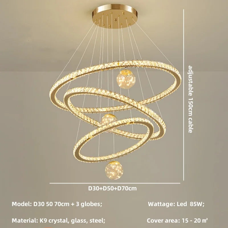 Afralia™ Modern LED Pendant Lights Chandelier for Foyer, Villa, and Stairs