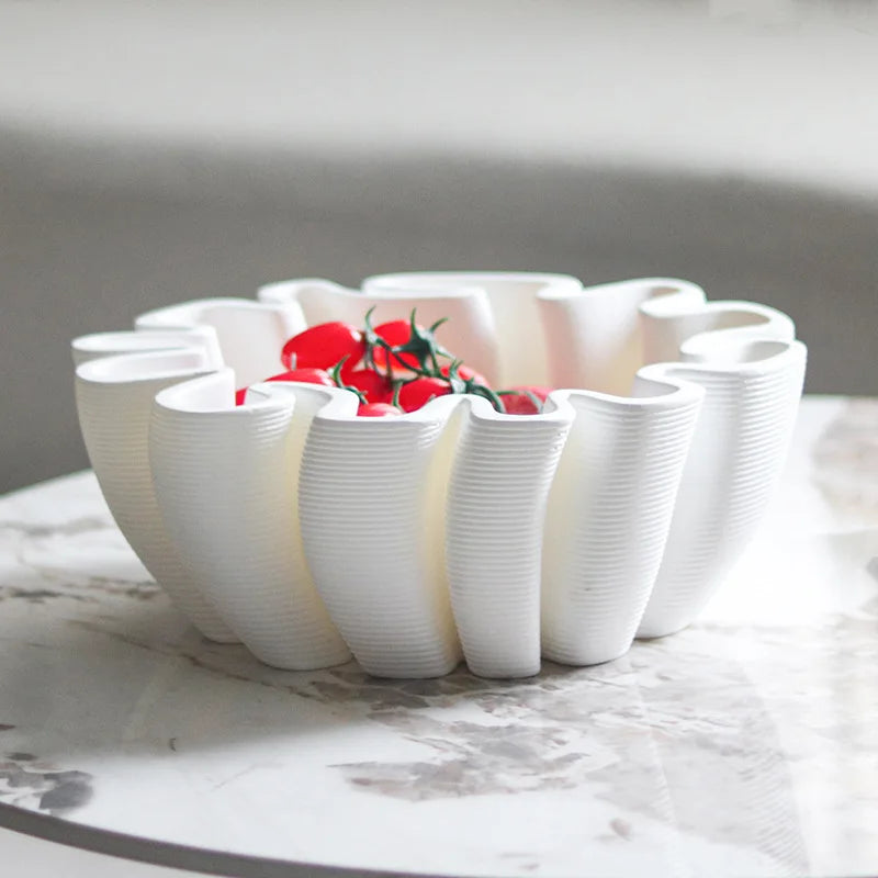 Afralia™ Geometric Striped Fruit Plate Tray for Home Decor & Storage