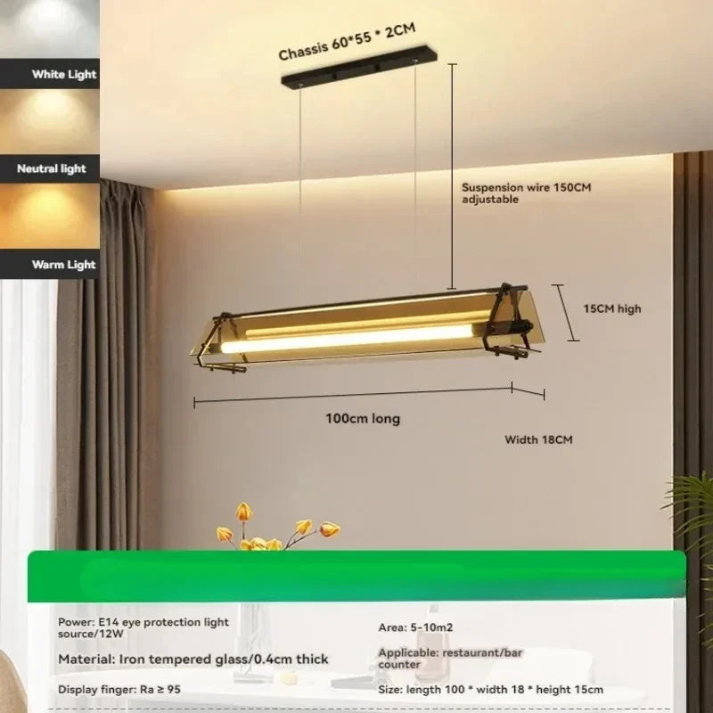 Afralia™ Glass LED Tube Chandelier Pendant - Nordic Style for Dining Room, Kitchen, Living Room