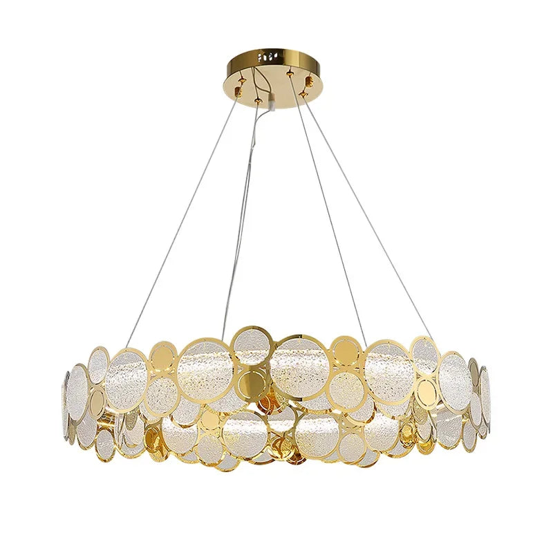 Afralia™ Stainless Steel Glass Ceiling Chandeliers LED Round Pendant Lamps for Dining Living Room