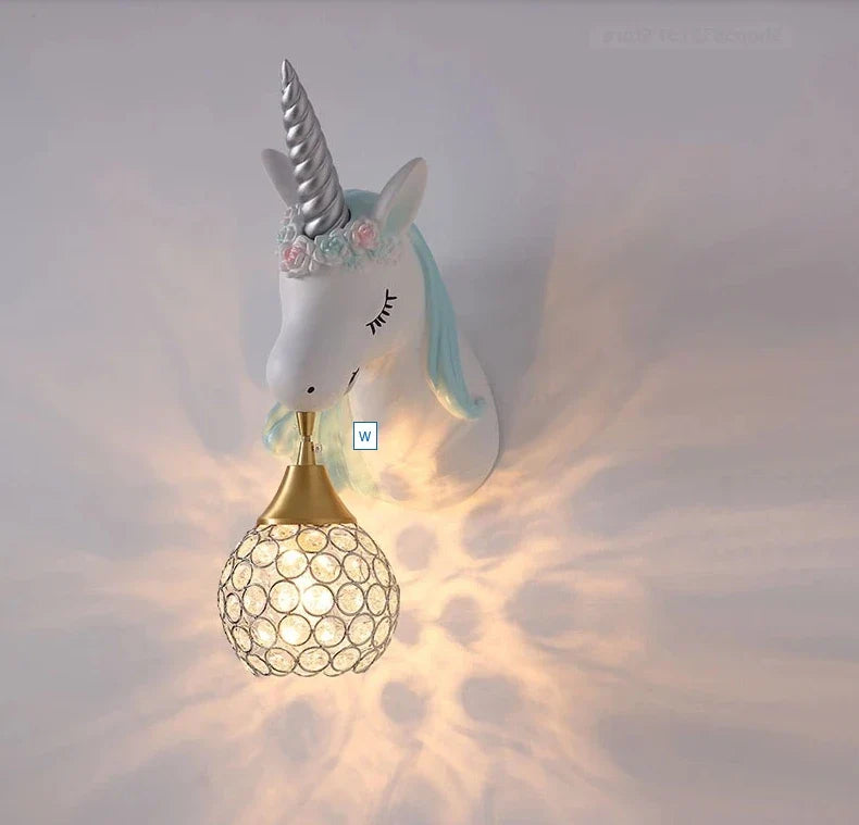Afralia™ Nordic Unicorn Kids Room Wall Lamp Simple Cartoon Sconce Light Fixtures