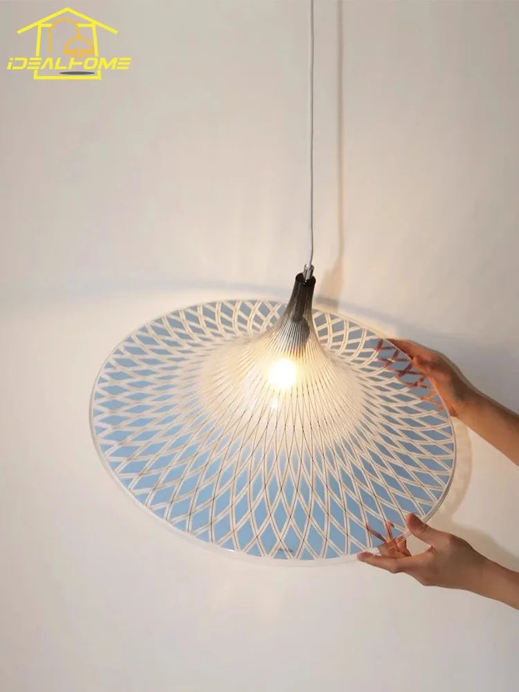 Afralia™ Medieval Horn Pendant Light Blue Acrylic LED Hanging Lamp for Living/Dining Room
