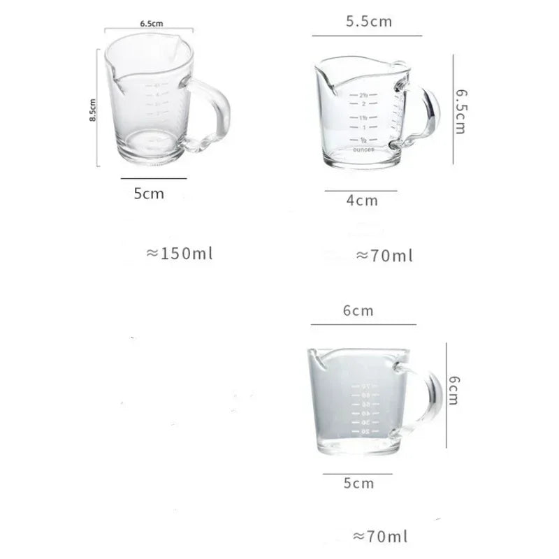 Afralia™ Glass Espresso Measuring Cup Double Mouth Clear Scale Milk Latte Jug