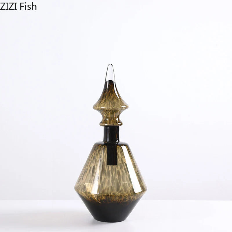 Afralia™ Leopard Print Glass Vase: Creative Flower Arrangement for Aesthetic Room Decor