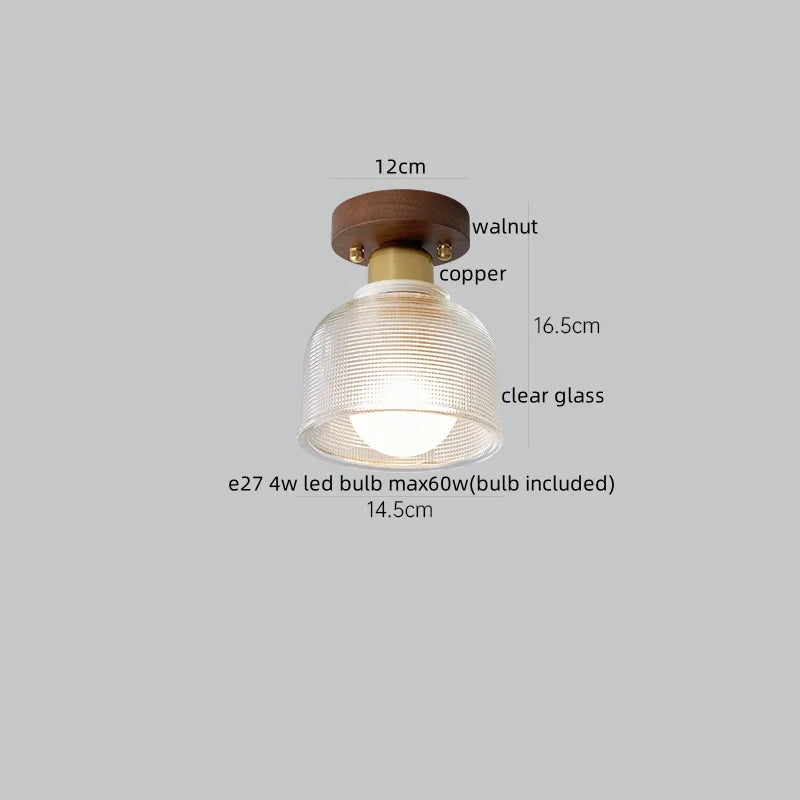 Afralia™ Wood Glass LED Ceiling Lamp Modern Kitchen Living Room Light Fixture