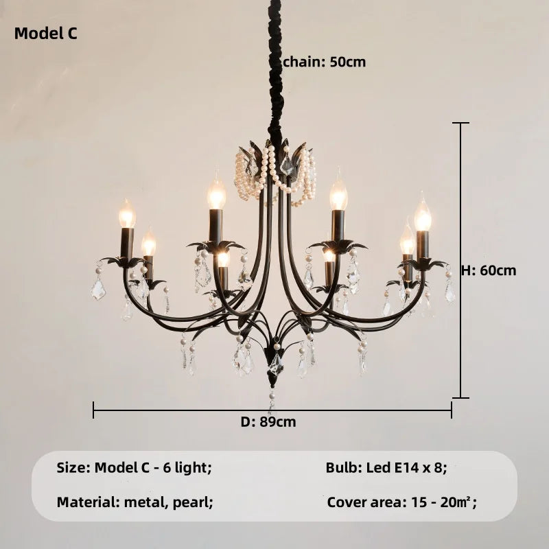 Afralia™ Elegant Black Crystal Chandelier Pendant Light for Living Room