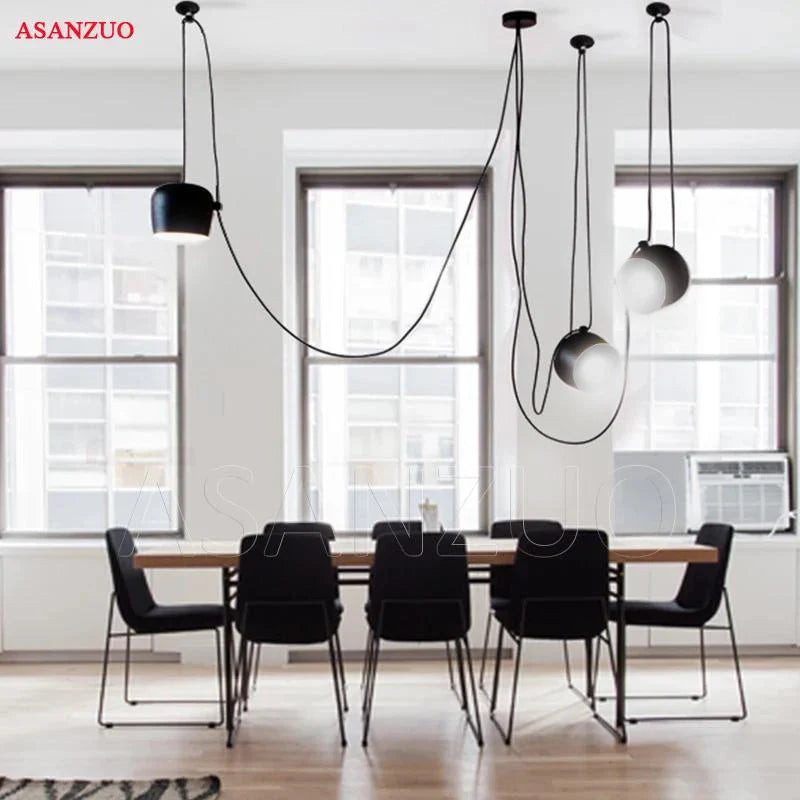 Afralia™ Spider Industrial Pendant Lights for Restaurants, Kitchen - Black Aluminum E27 Fixtures