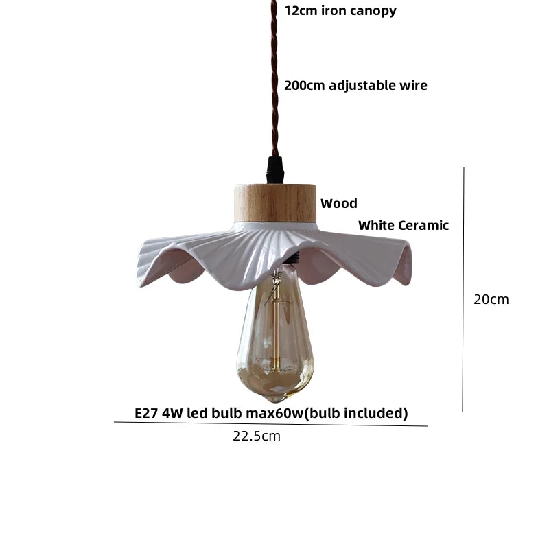 Afralia™ White Ceramic LED Pendant Lamp Copper Modern Wood Nordic Hanging Lights