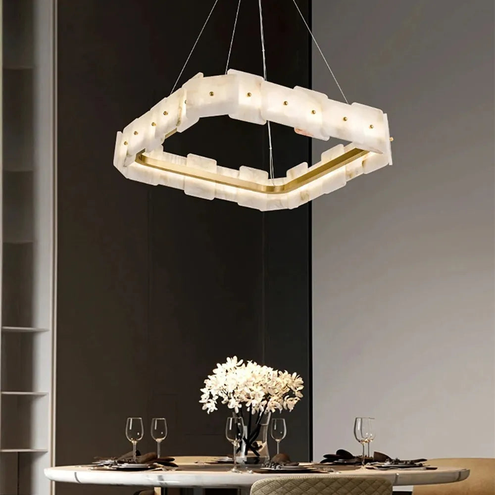 Afralia™ LED Marble Chandelier: Modern Lighting for Living Room, Bedroom, or Restaurant.