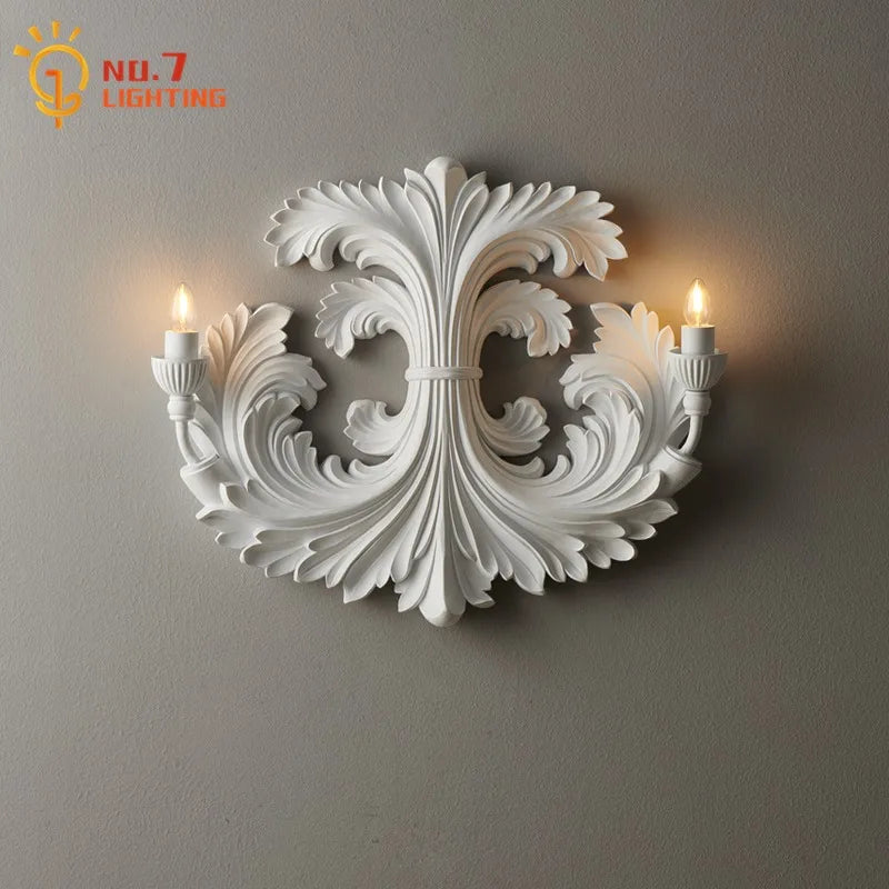 Afralia™ Vintage Relief Gypsum Wall Lamp LED E12 for Romantic Atmosphere