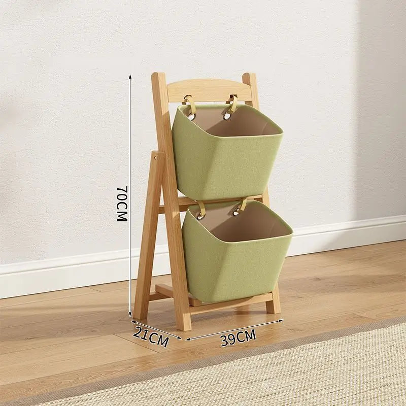 Afralia™ Solid Wood Storage Rack: Multi-layer Organizer for Living Room, Bedroom, Toys & Snacks