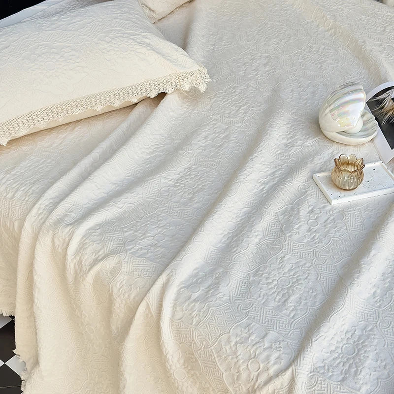 Afralia™ Cotton Quilted Bedspread Set with Bed Skirt & Pillowcases