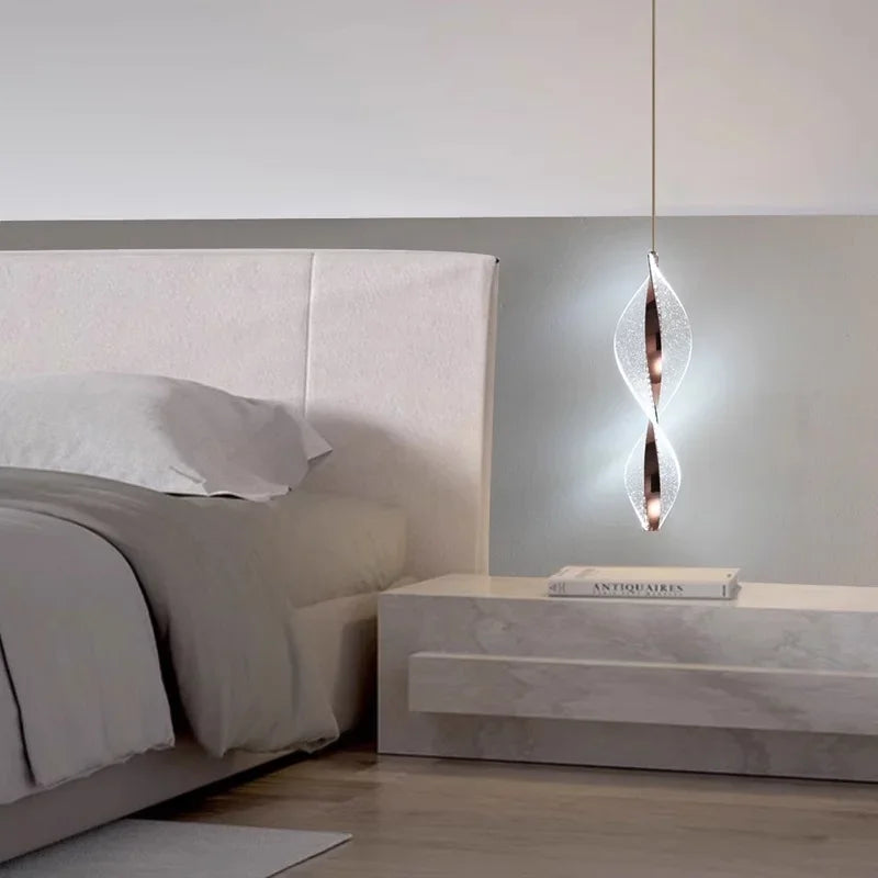 Afralia™ Spiral Gold LED Chandelier Acrylic Pendant Lights for Modern Bedside Stairs