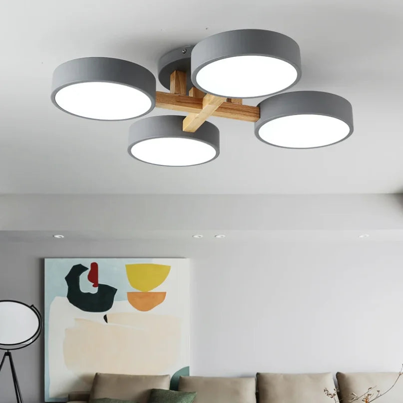 Afralia™ Nordic Wood Art LED Chandelier for Modern Living Room Decor