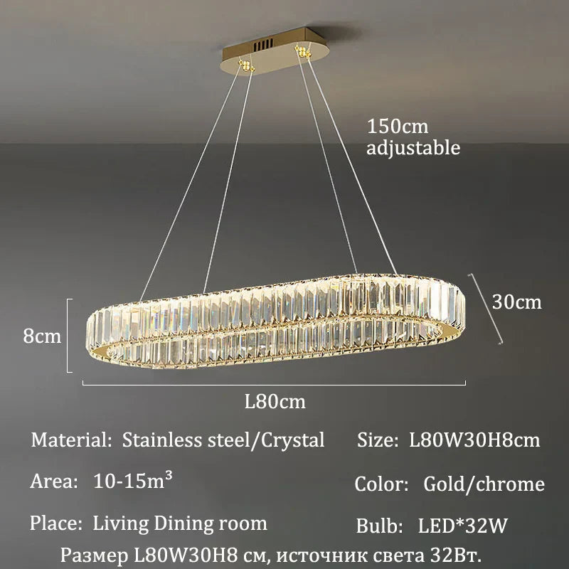 Afralia™ Luxury Crystal Pendant Lights for Home Dining Room Bar LED Chandelier Fixture