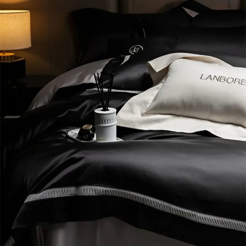 Afralia™ Mulberry Silk Blend & Cotton Patchwork Duvet Cover Set with Bed Sheet & Pillowcases