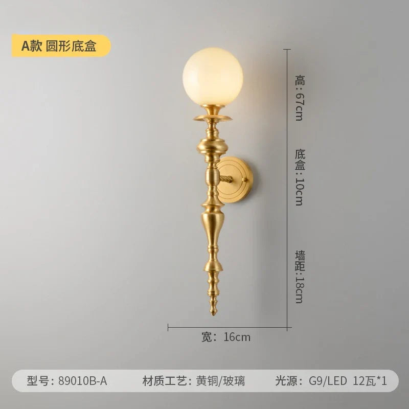 Afralia™ Medieval Copper Wall Lamp LED G9 Gold Lustre Vintage for Bedroom Living Room