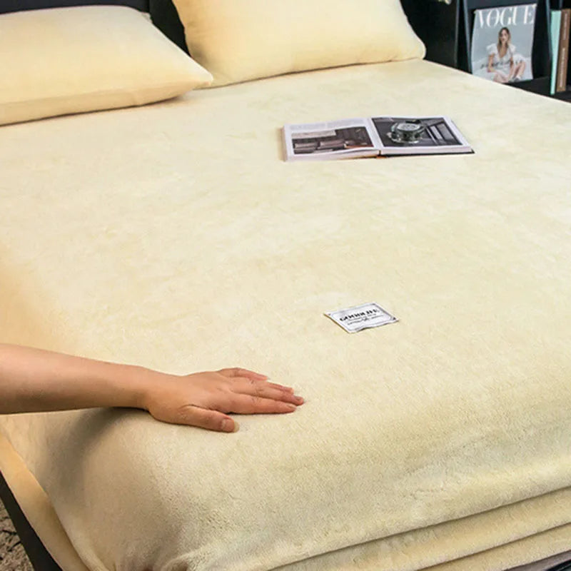 Afralia™ Winter Velvet Fitted Bed Sheet: Nordic Plush Mattress Cover, Warm & Non-Slip