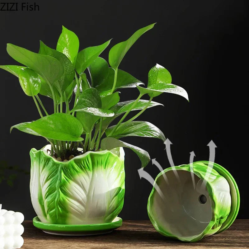 Afralia™ Chinese Cabbage Ceramic Vase: Table Decoration, Flowers Arrangement, Room Aesthetic Decor