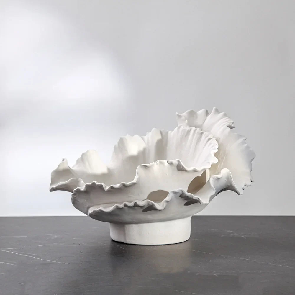 Afralia™ Ceramic Wavy Flower Vase - Home Decoration and Storage Organization