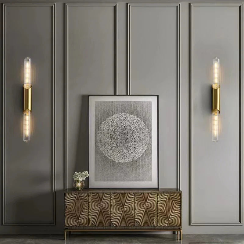 Afralia™ Modern Luxury Glass Wall Light Gold Finish - Elegant Indoor LED Lighting