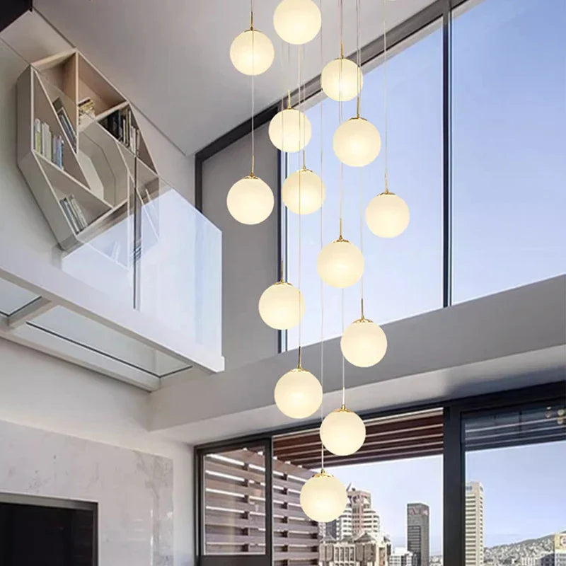 Afralia™ Crystal Chandelier Stair Pendant Light Modern Interior Lighting for Living Room